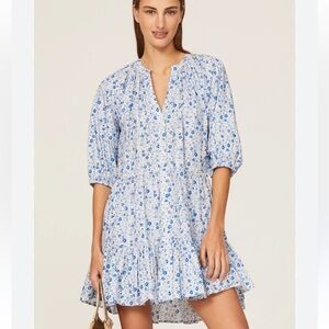 Apiece Apart Organic Cotton Mitte Mini Floral Dress Size xs